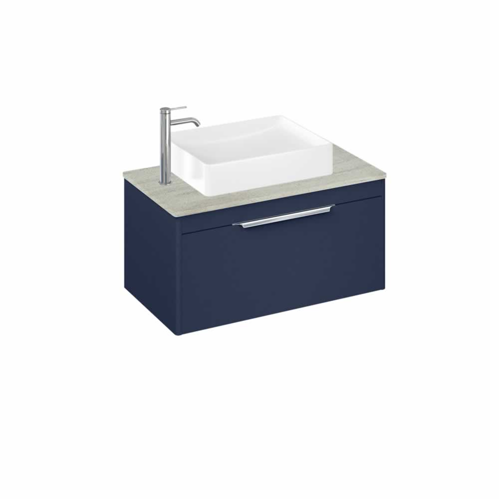 Shoreditch 85cm single drawer Matt Blue with Concrete Haze Worktop and Quad Countertop Basin